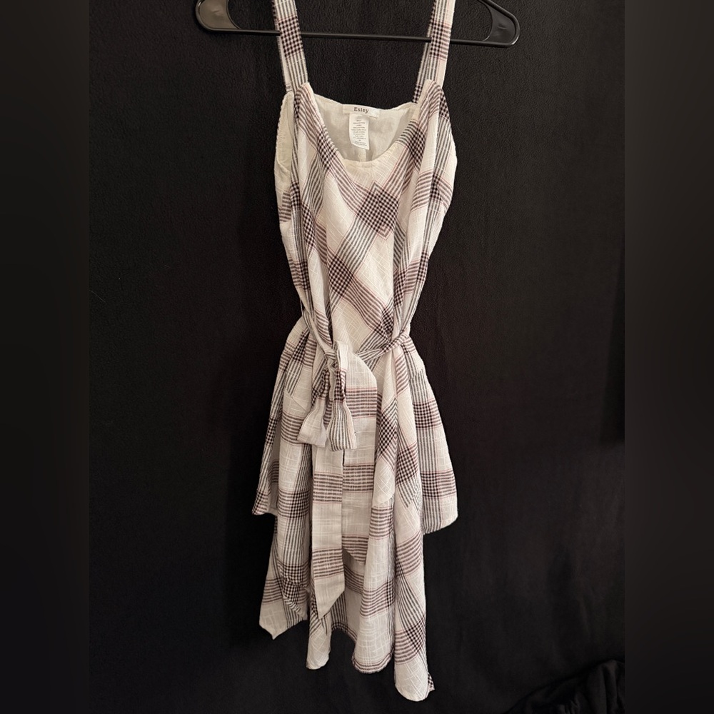 Esley Asymmetrical Plaid Dress in Black and White